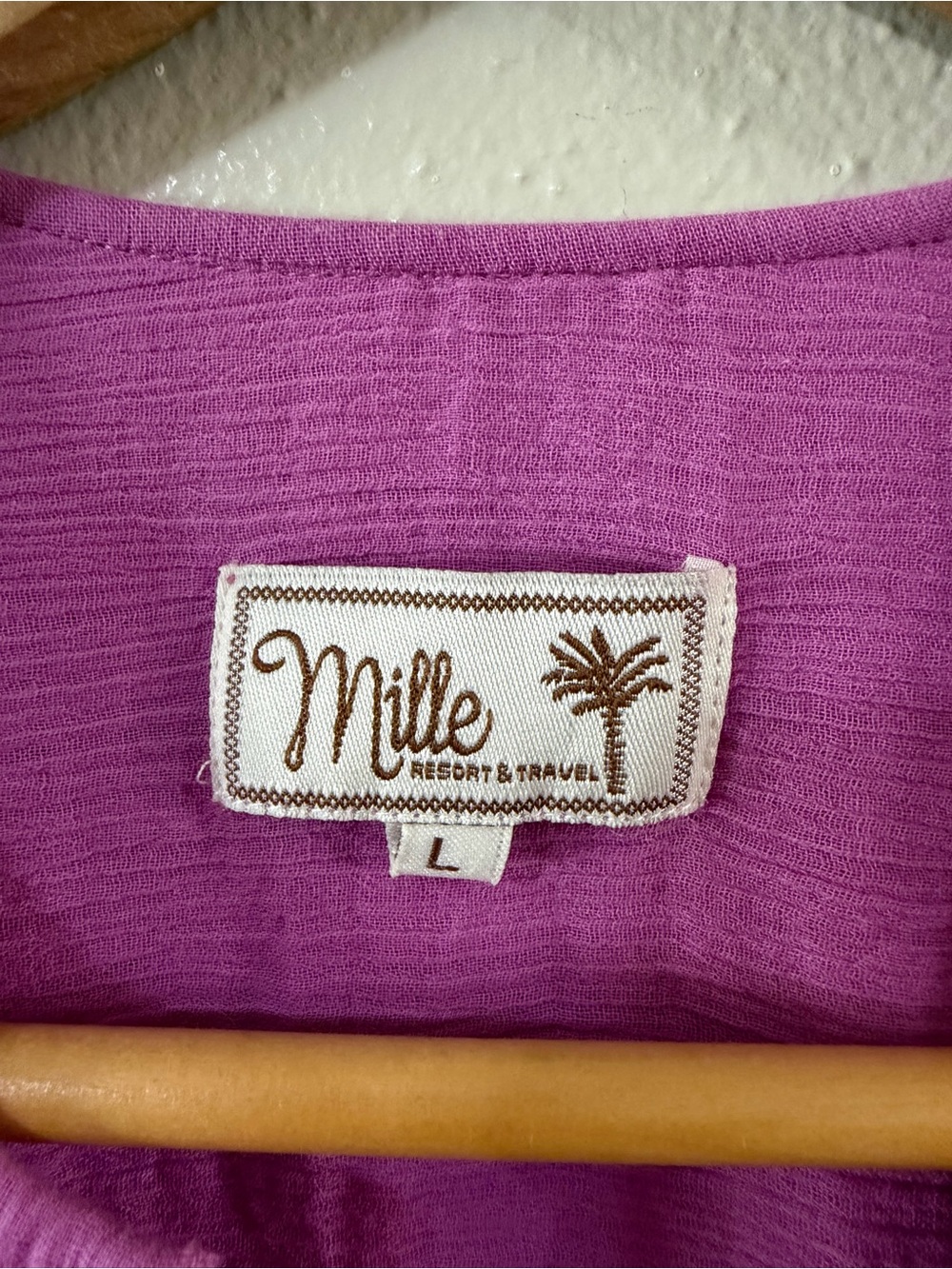 Mille | Resort & Travel Lightweigth Crinkled Cotton Button Down, Magenta Pink - Picture 6 of 8